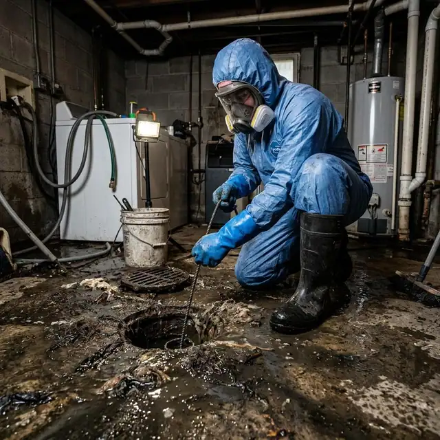 Sewage Backup Mold Remediation service example in a Boston property